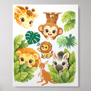 Peek-a-Boo Safari Friends Nursery Wall Art Foam Core Photo Tile