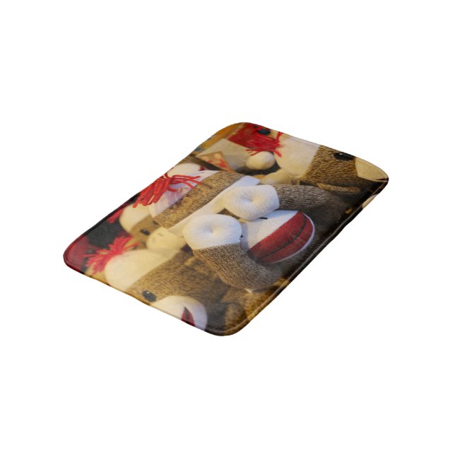Peek-a-boo Sock Monkey Bathroom Mat (Angled)