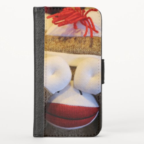 Peek_a_boo Sock Monkey iPhone XS Wallet Case