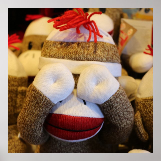 Peek-a-boo Sock Monkey Poster (Front)