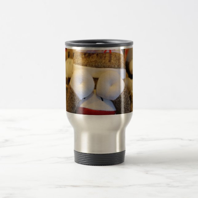 Peek-a-boo Sock Monkey Travel Mug (Center)