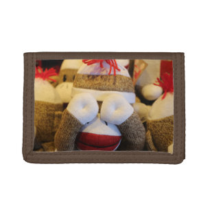 Peek-a-boo Sock Monkey Trifold Wallet