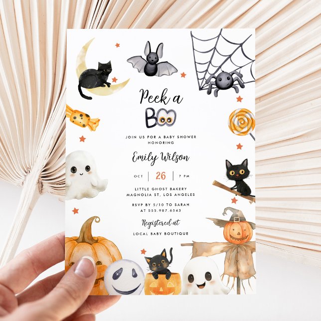 Peek A Boo Spooky Boho Halloween Baby Shower Invit Invitation (Creator Uploaded)