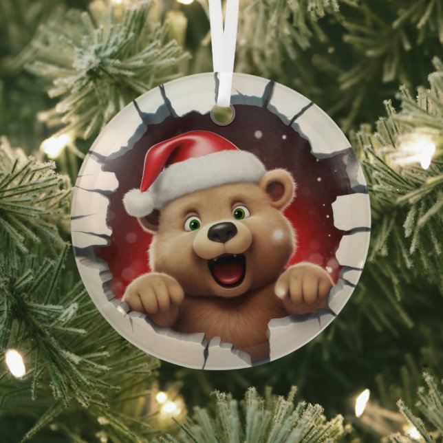 Peek-a-Boo Teddy Bear Christmas Ornament (Insitu)