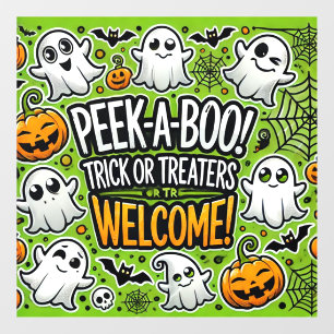Peek-a-Boo Trick or Treaters Welcome Halloween Window Cling