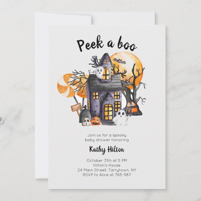 Peek A Book Cute Halloween Baby Shower  Invitation (Front)