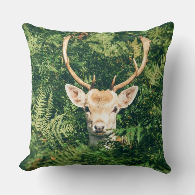 Peek a Deer  Throw Pillow (Front)