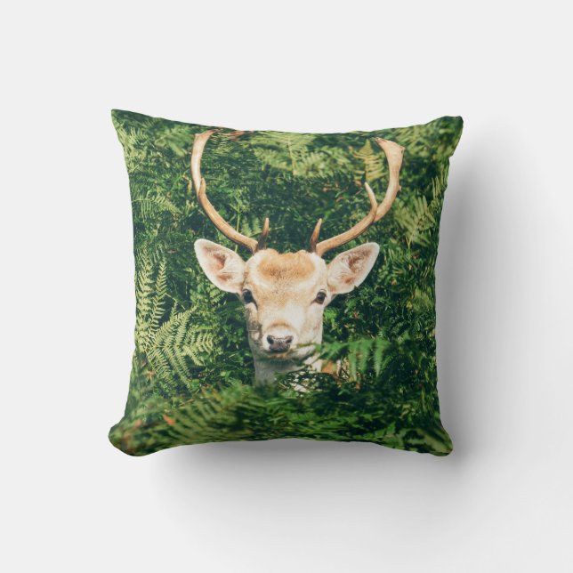 Peek a Deer  Throw Pillow (Front)