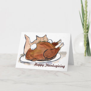 Peek-a-turkey — kitten's new game holiday card