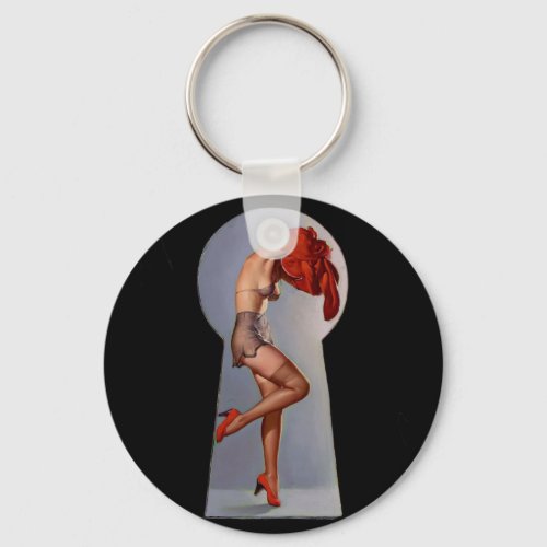 Peek_a_View Pin Up Art Keychain