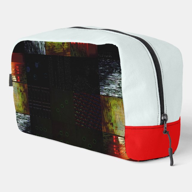 Peek Abstract Glitch Art Digital Distortion Grid Dopp Kit (Right Corner)
