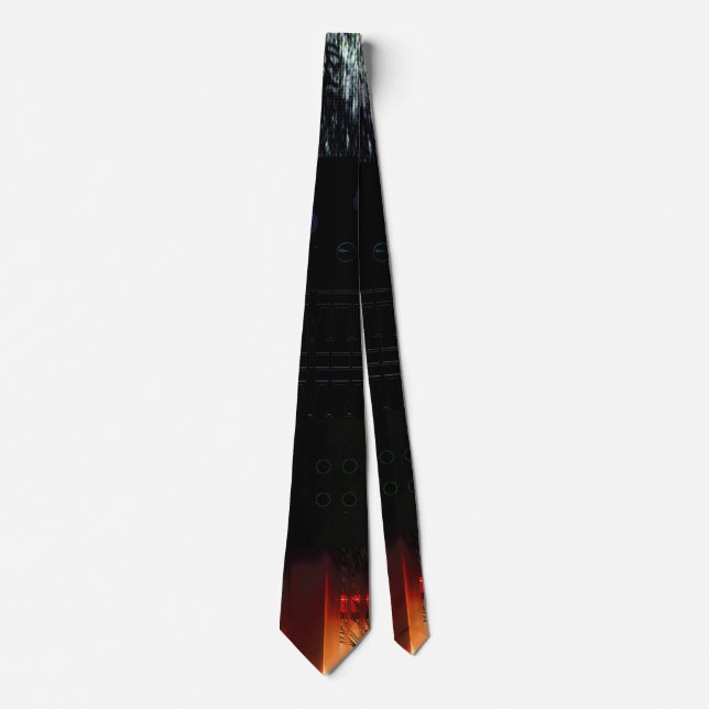 Peek Abstract Glitch Art Digital Distortion Grid Neck Tie (Front)