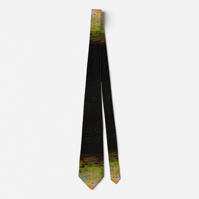 Peek Abstract Glitch Art Digital Distortion Grid Neck Tie (Front)