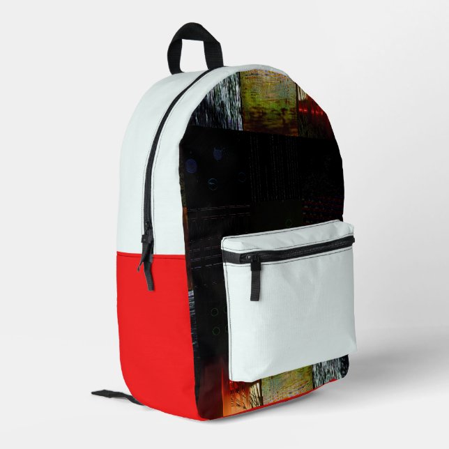 Peek Abstract Glitch Art Digital Distortion Grid Printed Backpack (Back Corner Left)
