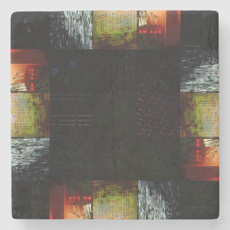 Peek Abstract Glitch Art Digital Distortion Grid Stone Coaster