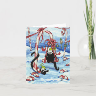 Peek & Boo Cats Christmas CandyLand Card by Bihrle