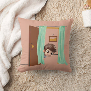 Peek of Joy – Playful Childhood Throw Pillow
