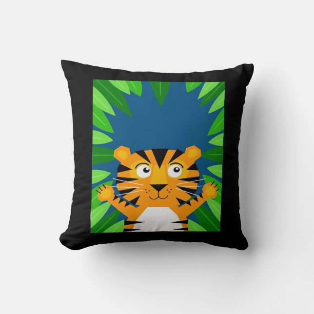 Peekabo Tiger Throw Pillow (Front)
