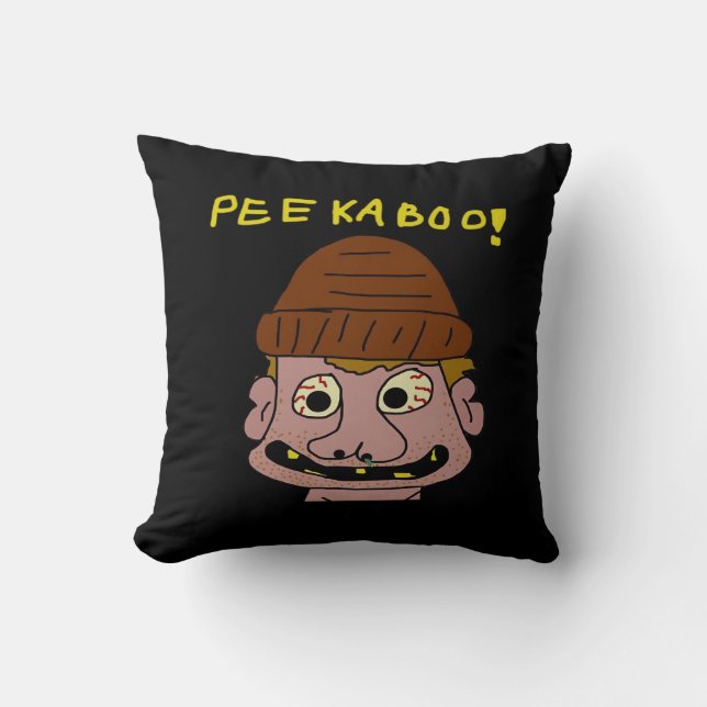 Peekabo Weird Man Throw Pillow (Front)