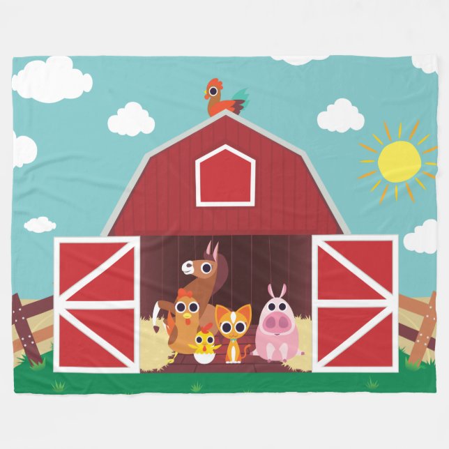 Peekaboo Barn Daytime Landscape Group 1 Fleece Blanket (Front (Horizontal))