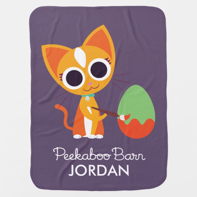 Peekaboo Barn Easter | Purrl the Cat Baby Blanket (Front)