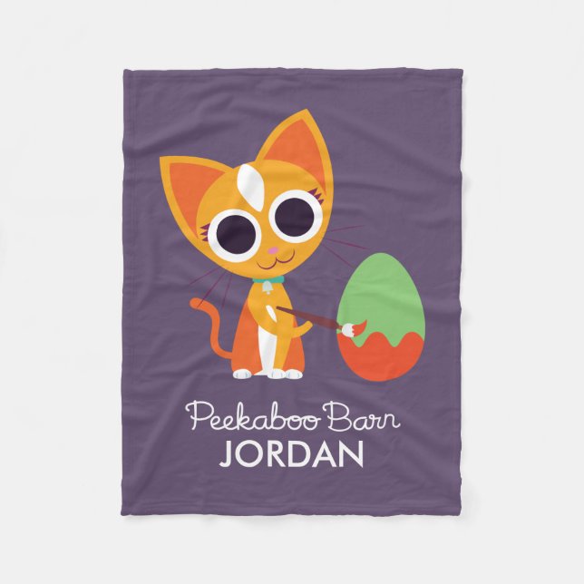 Peekaboo Barn Easter | Purrl the Cat Fleece Blanket (Front)