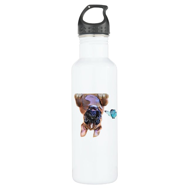 Peekaboo Boxer  With Butterflies Stainless Steel Water Bottle (Front)