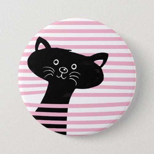 Peekaboo Cute Black Cat Cartoon Button
