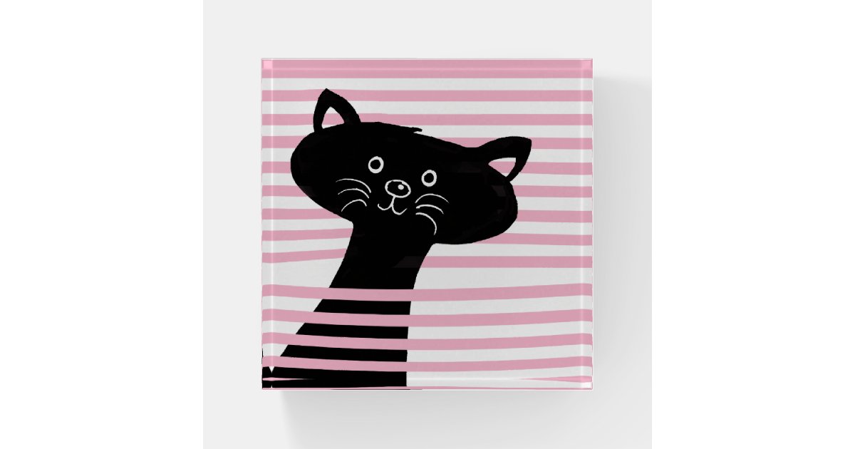 Peekaboo Cute Black Cat Cartoon Button Paperweight Zazzle Com