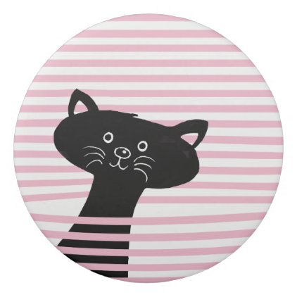 Peekaboo! Cute Black Cat Cartoon Eraser