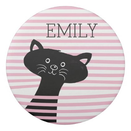 Peekaboo! Cute Black Cat Cartoon | Personalized Eraser