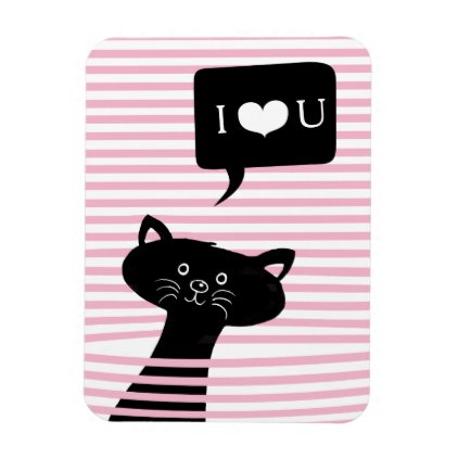 Peekaboo! Cute Black Cat | I LOVE YOU Photo Magnet