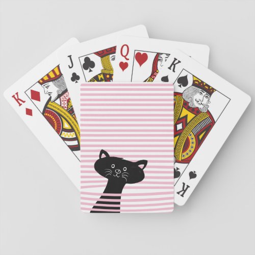 Peekaboo Cute Black Cat _ Playing Card
