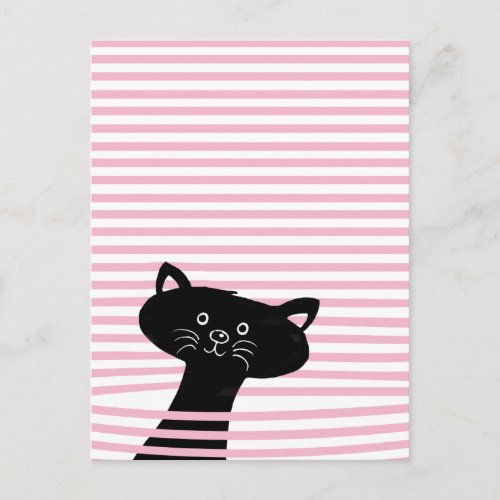 Peekaboo Cute Black Cat _ Postcard