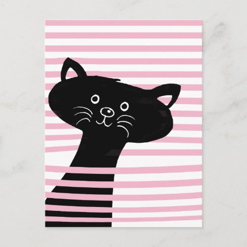 Peekaboo Cute Black Cat _ Postcard