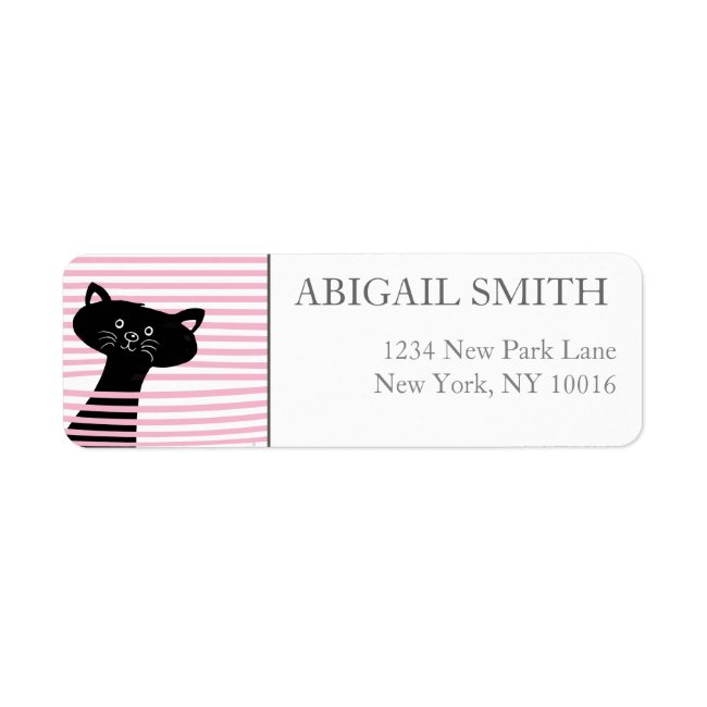 Peekaboo! Cute Black Cat - Return Address Labels