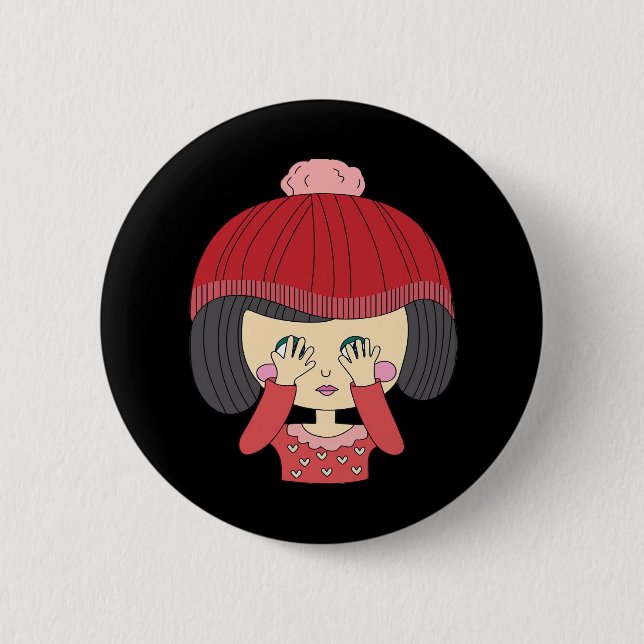 Peekaboo Girl Sloth Design Button (Front)