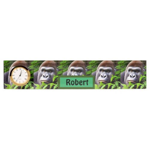 Peekaboo Gorilla Customize Nameplate Clock