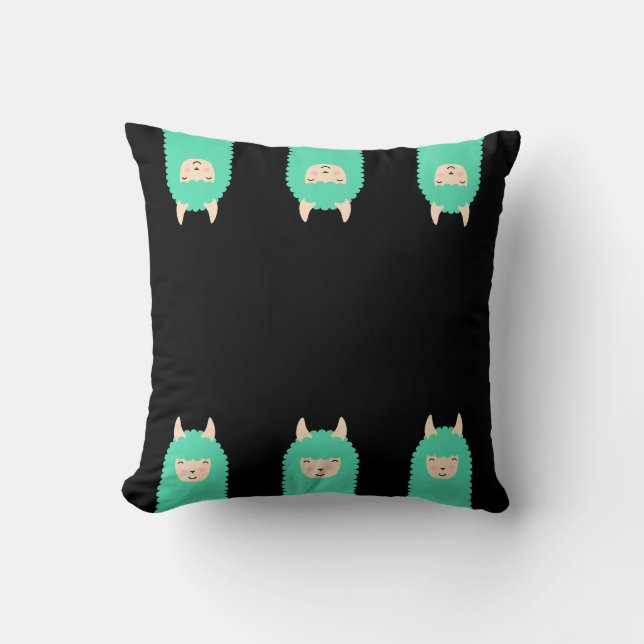 Peekaboo Llama Emoji Throw Pillow (Front)