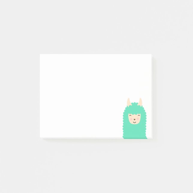 Peekaboo Llama Happy Emoji Post It Notes (Front)