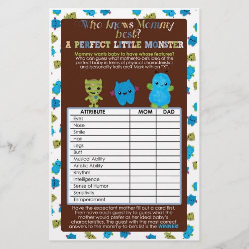 PeekaBoo Monsters Baby Shower Game Perfect Baby