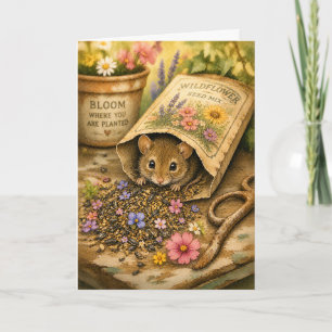 Peekaboo Mouse Seed Packet Watercolor Blank Card