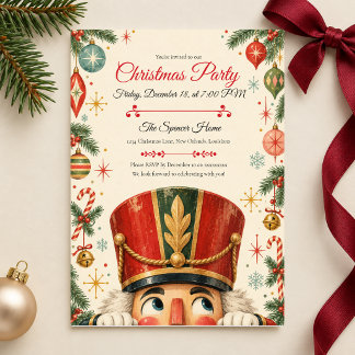 Peekaboo Nutcracker Christmas Party Invitation