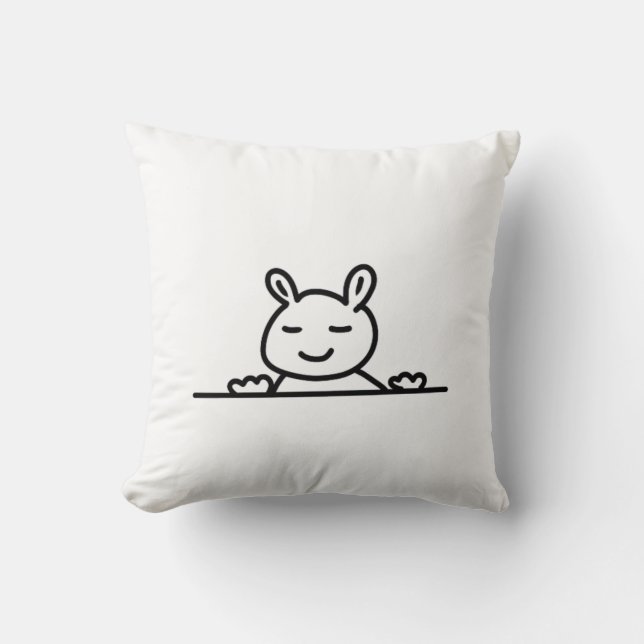 Peekaboo Rabbit Cartoon Sketch Classic Throw Pillow (Front)