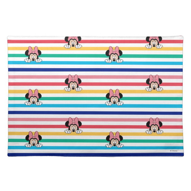 Peekaboo Rainbow Minnie Mouse Pattern Cloth Placemat (Front)