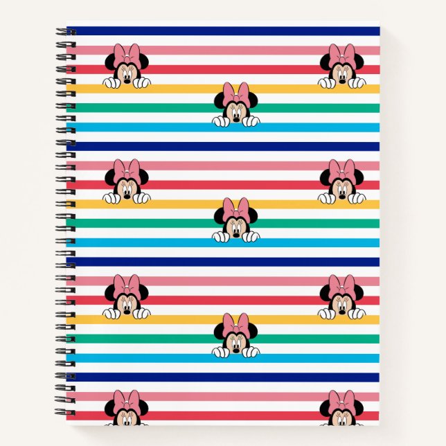 Peekaboo Rainbow Minnie Mouse Pattern Notebook (Front)