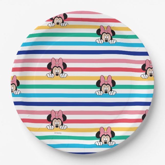 Peekaboo Rainbow Minnie Mouse Pattern Paper Plates (Front)