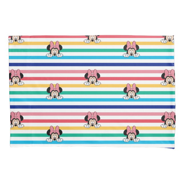Peekaboo Rainbow Minnie Mouse Pattern Pillow Case (Front)