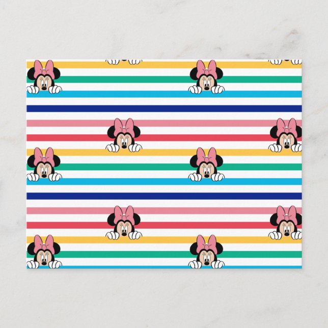 Peekaboo Rainbow Minnie Mouse Pattern Postcard (Front)