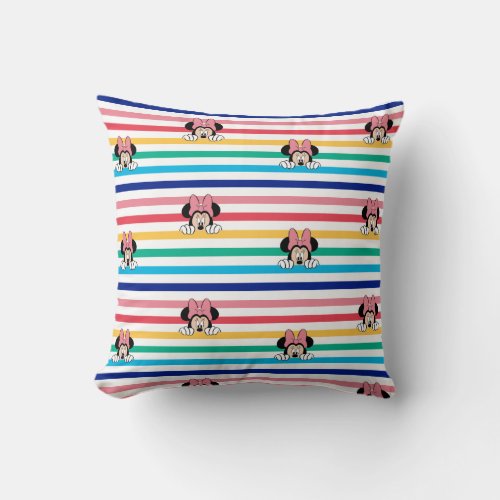 Peekaboo Rainbow Minnie Mouse Pattern Throw Pillow